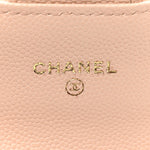 Caviar Quilted Mini Clutch With Chain Light Beige