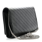 Sakai Be Green Calfskin Diagonal Stitched Blondie Wallet on Chain Black