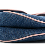Patent Denim Jeans Saddle Bag Blue Pink