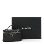 Caviar Quilted Top Handle Slim Vanity With Chain Black