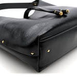 Shiny Calfskin Small Marcie Hobo Bag Black