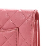 Caviar Quilted Wallet on Chain WOC Pink