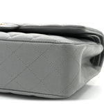 Caviar Quilted Medium Double Flap Grey