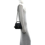 Satinated Calfskin Mini 16 Top Handle Bag Black
