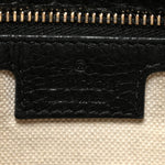 GG Grainy Calfskin Emblem Large Half Moon Shoulder Bag Black
