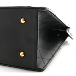 Lambskin Quilted CC Front Pocket Shopping Tote Black