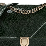 Ceramic Effect Deerskin Large Diorama Flap Bag Malachite Green