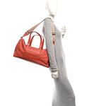 Caviar Square Stitched Large Tote Orange