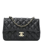 Lambskin Quilted Mini Rectangular Flap Black
