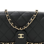 Caviar Quilted Chain Glasses Case Black