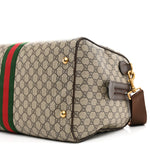GG Supreme Monogram Textured Dollar Calfskin Web Medium Ophidia Carry-On Duffle Bag Beige Ebony New Acero