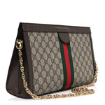 GG Supreme Monogram Web Medium Ophidia Chain Shoulder Bag Brown