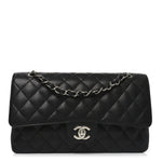 Caviar Quilted Medium Double Flap Black