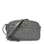 Calfskin Matelasse Aria Small GG Marmont Chain Shoulder Bag Deep Grey
