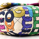 Printed Fabric Quilted Logo Single Flap Bag Multicolor