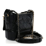 Aged Calfskin Quilted Small Gabrielle Hobo Black