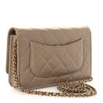 Caviar Quilted Wallet on Chain WOC Dark Beige