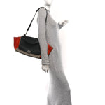 Smooth Calfskin Suede Medium Tri-Color Trapeze Orange