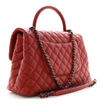 Caviar Quilted Medium Coco Handle Flap Red