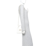 Shiny Aged Calfskin Quilted Nano Kelly Shopper White