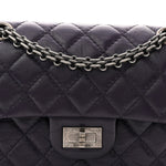Aged Calfskin Quilted 2.55 Reissue Mini Flap Dark Purple