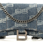 Denim BB Monogram Hourglass Chain Bag Blue