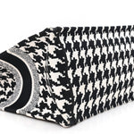 Canvas Macro Houndstooth Embroidered Medium Book Tote Black White