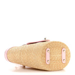 Raffia Braided Lambskin Small Wicker Tote Beige Light Pink