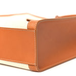 Canvas Calfskin Logo Print Vertical Cabas Natural Tan