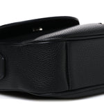 Grained Calfskin Saddle Messenger Bag Black