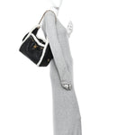 Crumpled Sheepskin Shearling Quilted Small Chanel 25 Handbag Black White