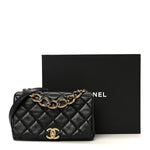 Lambskin Quilted Medium Color Match Flap Black