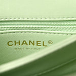 Lambskin Quilted Small Trendy CC Flap Dual Handle Bag Light Green
