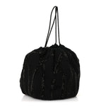 Chiffron Beaded Pochon Souple Bag Black