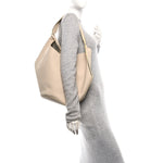 Pebbled Sport Calfskin Medium Lotus Tote Ivory