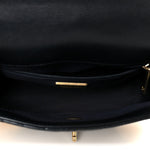 Calfskin Chevron Quilted Mini Rock The Corner Flap Black