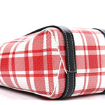 Calfskin Embossed Plaid North-South Small Barbes Shopper Tote Red