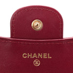 Lambskin Quilted Top Handle Flap Coin Purse With Chain Burgundy