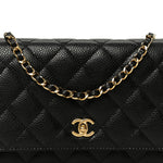 Caviar Quilted CC Turnlock Wallet On Chain WOC Black