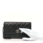 Iridescent Caviar Quilted Classic Pouch Clutch Black