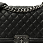 Calfskin Quilted Medium Boy Flap Black