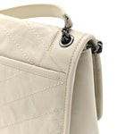 Crinkled Calfskin Matelasse Monogram Baby Niki Chain Satchel Blanc Vintage