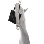 Shiny Calfskin Medium Puzzle Fold Tote Black