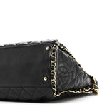 Calfskin Quilted Large Chain Me Hobo Black