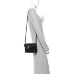 Calfskin Y Quilted Monogram Toy Loulou Crossbody Bag Black