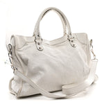 Agneau Arena Silver Hardware Medium Le City Optic White