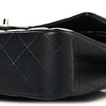 Lambskin Quilted Medium Double Flap Black