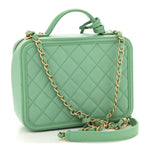 Caviar Quilted Medium CC Filigree Vanity Case Green