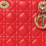 Lambskin Cannage Medium Lady Dior Red