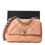 Lambskin Quilted Medium Chanel 19 Flap Beige